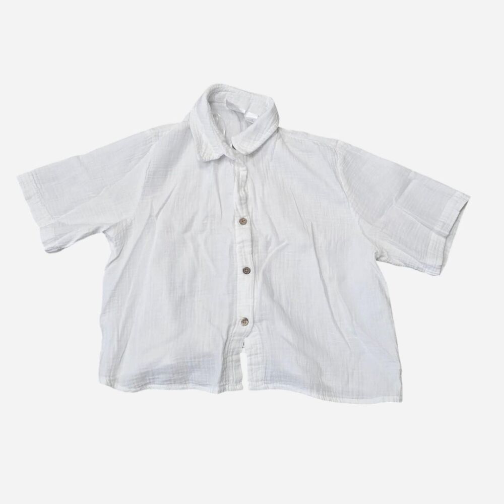 Women's Size Small White cotton button-up shirt